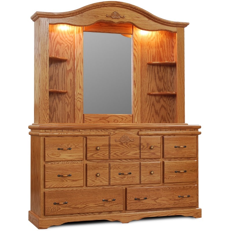Vintage 8 Drawer Dresser with Hutch by Wolfcraft –