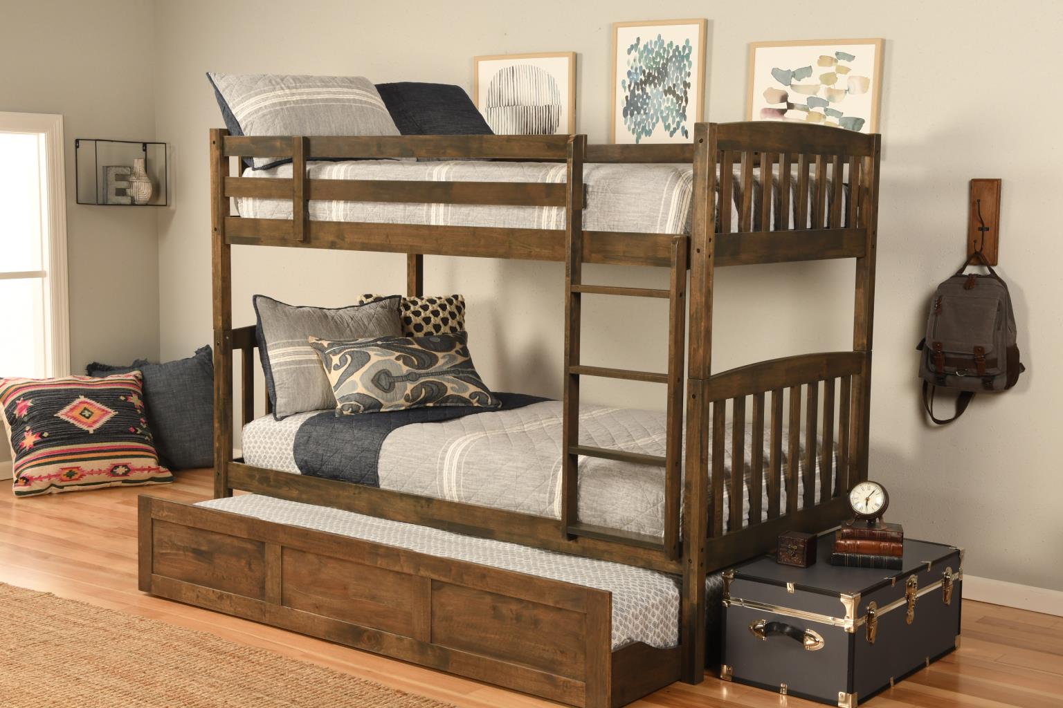 CLEARANCE! Claire Rustic Twin/Twin Bunk with Trundle