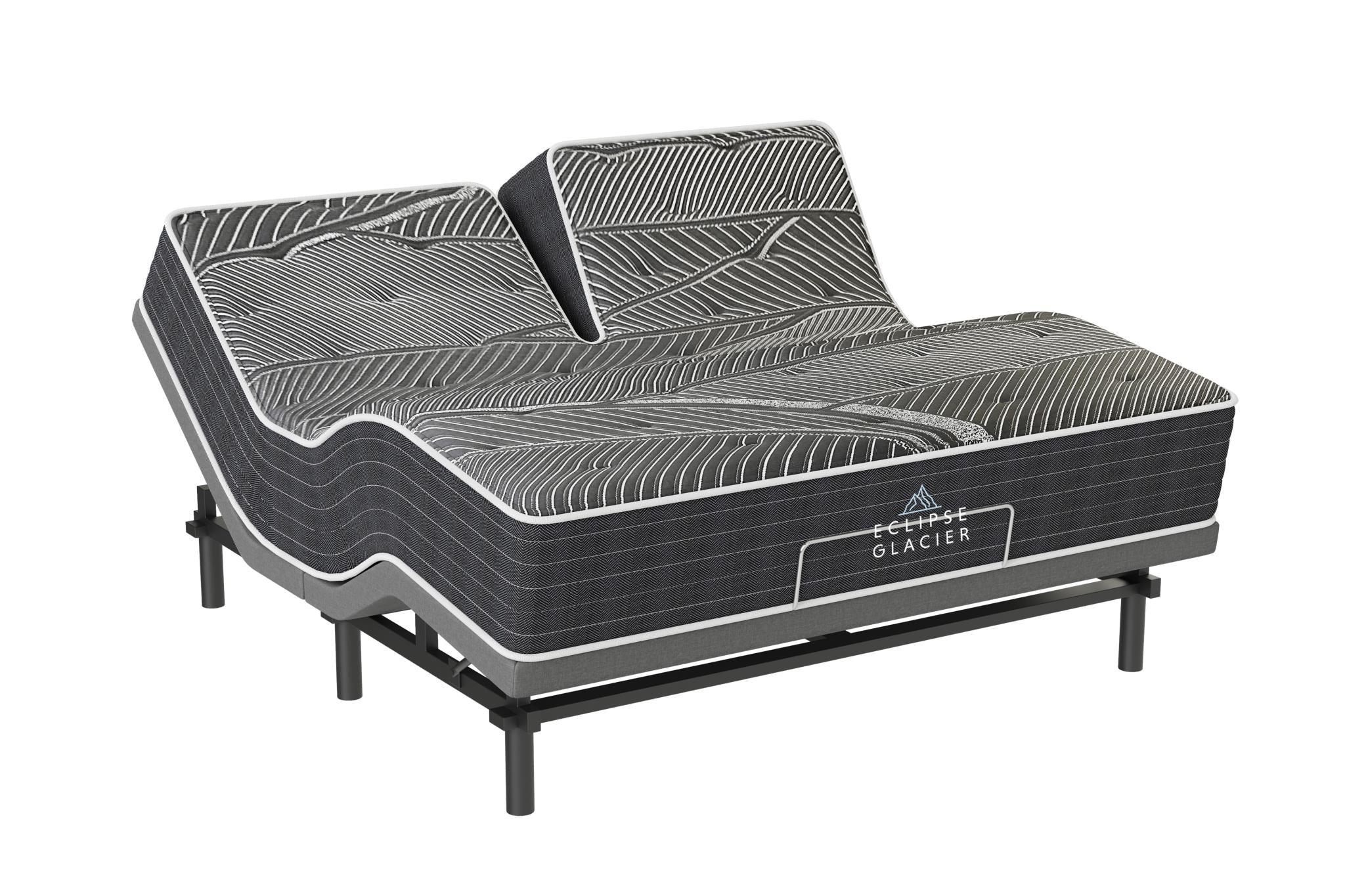 Front view of Eclipse Black Ice Latex Nano Split Head Coil Mattress